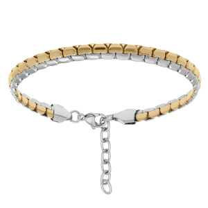 BRACELET ACIER ET PVD JAUNE 19+3CM