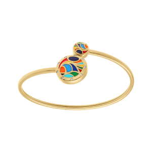 BRACELET ACIER DORÉ JAUNE STELLA MIA JONC FLEXIBLE RÉSINE MULTICOULEUR