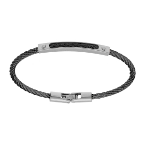 BRACELET ACIER CABLE NOIR