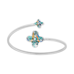 BRACELET ACIER STELLA MIA JONC FLEXIBLE FORME FLEUR RÉSINE MULTI COULEUR