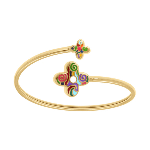 BRACELET ACIER DORÉ STELLA MIA JONC FLEXIBLE FORME FLEUR 16MM ET 9MM RÉSINE MULTI COULEUR