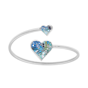 BRACELET ACIER STELLA MIA JONC FLEXIBLE FORME COEUR 17MM ET 9MM RÉSINE MULTI COULEUR