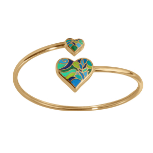BRACELET ACIER STELLA MIA JONC FLEXIBLE FORME COEUR 17MM ET 9MM RÉSINE BLEU ET VERT