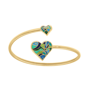 BRACELET ACIER STELLA MIA JONC FLEXIBLE FORME COEUR 17MM ET 9MM RÉSINE BLEU ET VERT