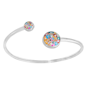 BRACELET ACIER STELLA MIA JONC FLEXIBLE RÉSINE MULTI COULEUR