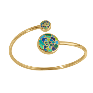 BRACELET ACIER DORÉ STELLA MIA JONC FLEXIBLE RÉSINE BLEU ET VERT