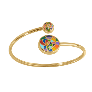 BRACELET ACIER DORÉ STELLA MIA JONC FLEXIBLE 16MM ET 8MM RÉSINE MULTI COULEUR