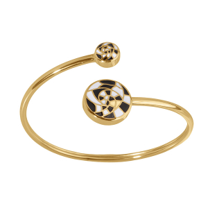 BRACELET ACIER DORÉ STELLA MIA JONC FLEXIBLE RÉSINE BLANCHE ET NOIRE