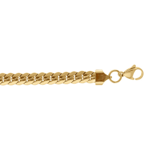 BRACELET ACIER DORÉ MAILLE ANGLAISE 7MM 16+3CM