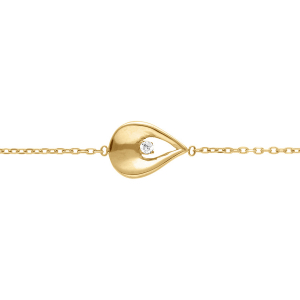 BRACELET ACIER DORÉ GOUTTE 1 OXYDE BLANC SERTI 16+3CM