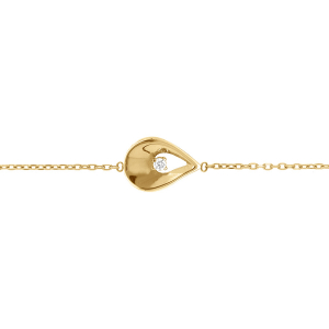 BRACELET ACIER DORÉ GOUTTE 1 OXYDE BLANC SERTI 16+3CM