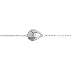 BRACELET ACIER GOUTTE 1 OXYDE BLANC SERTI 16+3CM