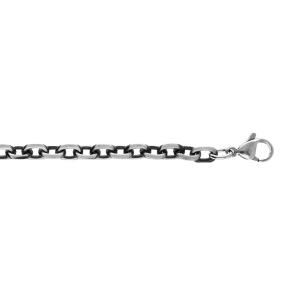 BRACELET ACIER PATINÉ MAILLE FORCAT 4.5MM  18+2CM