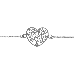 BRACELET ACIER COEUR ARBRE DE VIE DECOUPE 18MM  16+3CM