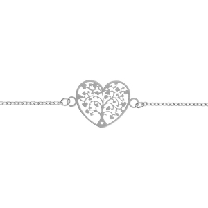 BRACELET ACIER COEUR ARBRE DE VIE DECOUPE 18MM  16+3CM