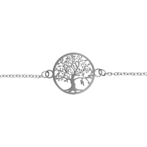 BRACELET ACIER ROND ARBRE DE VIE DECOUPE 16MM  16+3CM
