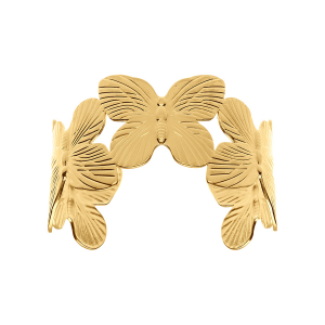 BRACELET ACIER DORÉ JAUNE RIGIDE PAPILLON 60MM