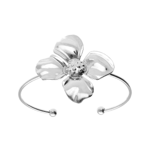 BRACELET ACIER RIGIDE OUVERT FLEUR