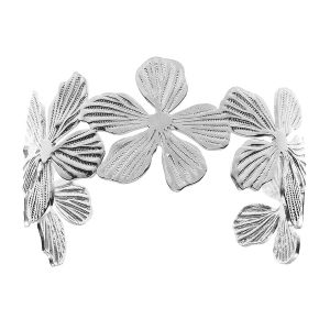 BRACELET ACIER RIGIDE OUVERT FLEURS