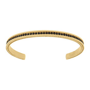 BRACELET ACIER DORÉ RIGIDE HOMME AVEC OXYDES NOIRS