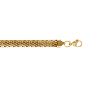 BRACELET ACIER DORÉ MAILLE PLATE 8MM  16+3CM