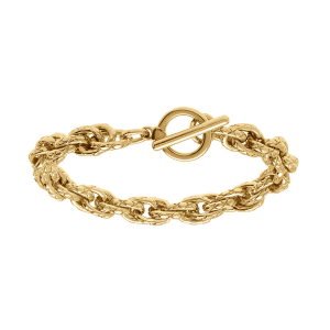 BRACELET ACIER DORÉ MAILLE 8MM  FERMOIR BARETTE 19CM