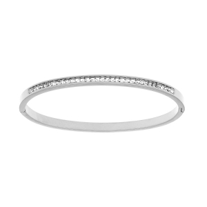 BRACELET ACIER RIGIDE ARTICULÉ OXYDES BLANCS  60MM X 50MM
