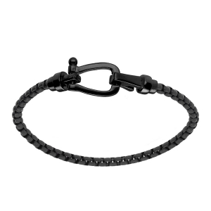 BRACELET ACIER MAILLE JASERON NOIR ET FERMOIR NOIR   18CM