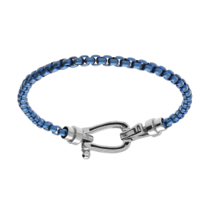 BRACELET ACIER MAILLE JASERON BLEU 20CM