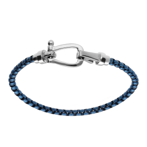 BRACELET ACIER MAILLE JASERON BLEU 19.5CM