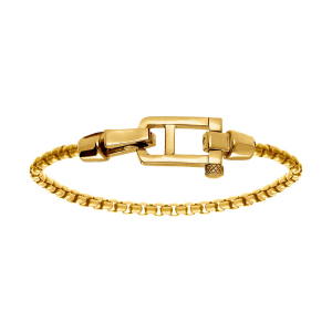 BRACELET ACIER DORÉ SATINÉ MAILLE JASERON FERMOIR DORÉ BRILLANT  19.5CM