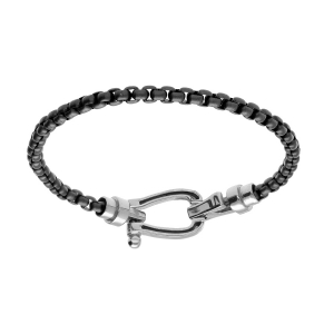 BRACELET ACIER MAILLE JASERON NOIR  20CM