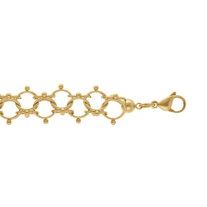 BRACELET ACIER DORÉ 10MM MAILLE CYCLONE EN 25 + 5 CM
