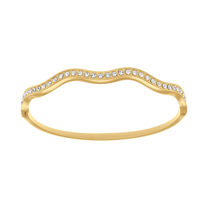 BRACELET ACIER DORÉ JONC ARTICULÉ OXYDES BLANCS