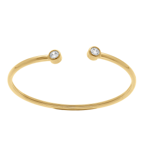 BRACELET ACIER DORÉ FLEXIBLE AVEC 2 OXYDES BLANCS SERTIS CLOS