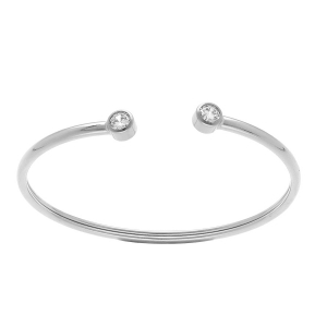 BRACELET ACIER FLEXIBLE AVEC 2 OXYDES BLANCS SERTIS CLOS