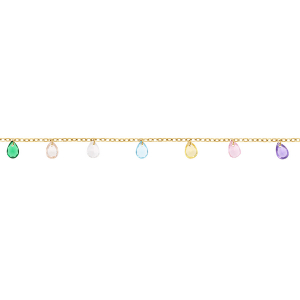 BRACELET ACIER DORÉ PAMPILLES GOUTTE OXYDES MULTI COULEURS 16+3CM