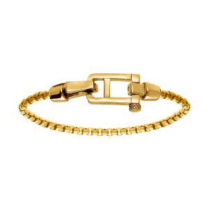 BRACELET ACIER DORÉ SATINÉ MAILLE JASERON FERMOIR BRILLANT DORÉ 21CM