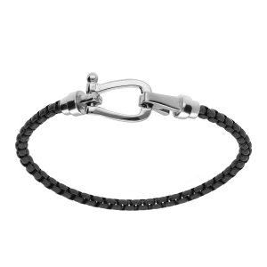 BRACELET ACIER MAILLE JASERON NOIR  21CM