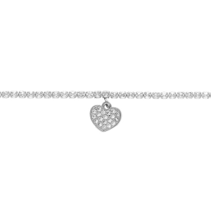 BRACELET ACIER OXYDES BLANCS SERTIS PAMPILLE COEUR OXYDES BLANCS 16+3CM