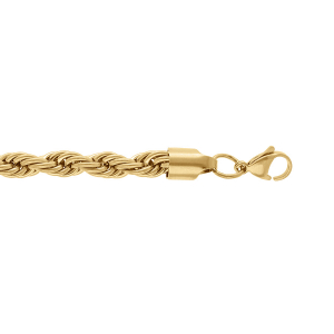 BRACELET ACIER DORÉ CORDE 7MM  16+3CM