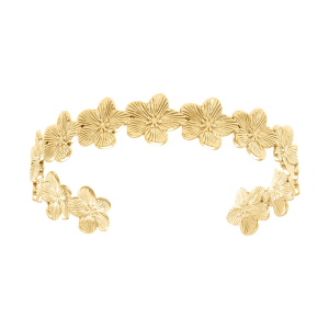 BRACELET ACIER DORÉ FLEURS 60MM