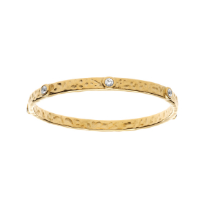 BRACELET ACIER RIGIDE MARTELÉ OXYDES BLANCS SERTIS 64MM