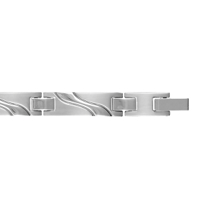 BRACELET ACIER FIN MOTIF ONDULATION 19CM+1,5CM REGLABLE DOUBLE FERMOIR