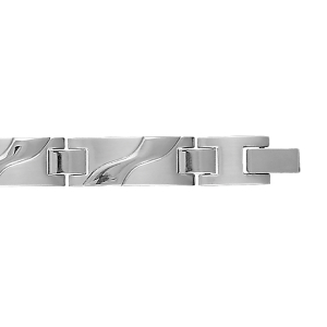 BRACELET ACIER MOTIF ONDULATION 19+1,5CM REGLABLE DOUBLE FERMOIR