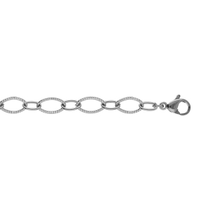 BRACELET ACIER OVALE ALTERNÉ CISELÉE 18CM