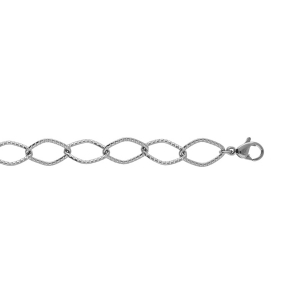 BRACELET ACIER MAILLE LOSANGE CISELÉE 18CM