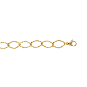 BRACELET ACIER DORÉ MAILLE LOSANGE CISELÉE 18CM