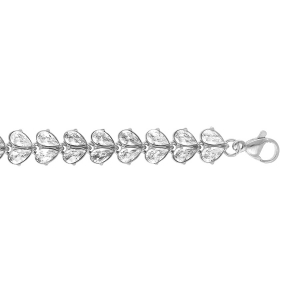 BRACELET ACIER MULTI COEURS OXYDES BLANCS SERTIS 16+3CM