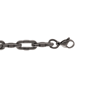 BRACELET ACIER MAILLE RECTANGULAIRE PVD NOIR ASPECT TITANE 19+2CM